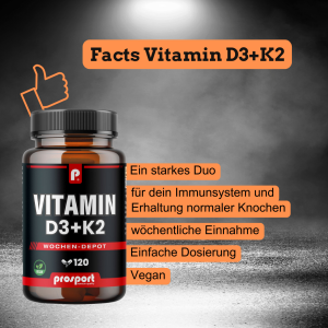 Prosport Vitamin D3+K2, 120 Kapseln 62,4g