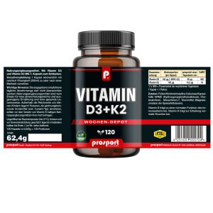 Prosport Vitamin D3+K2, 120 Kapseln 62,4g