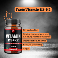 Prosport Vitamin D3+K2, 120 Kapseln 62,4g