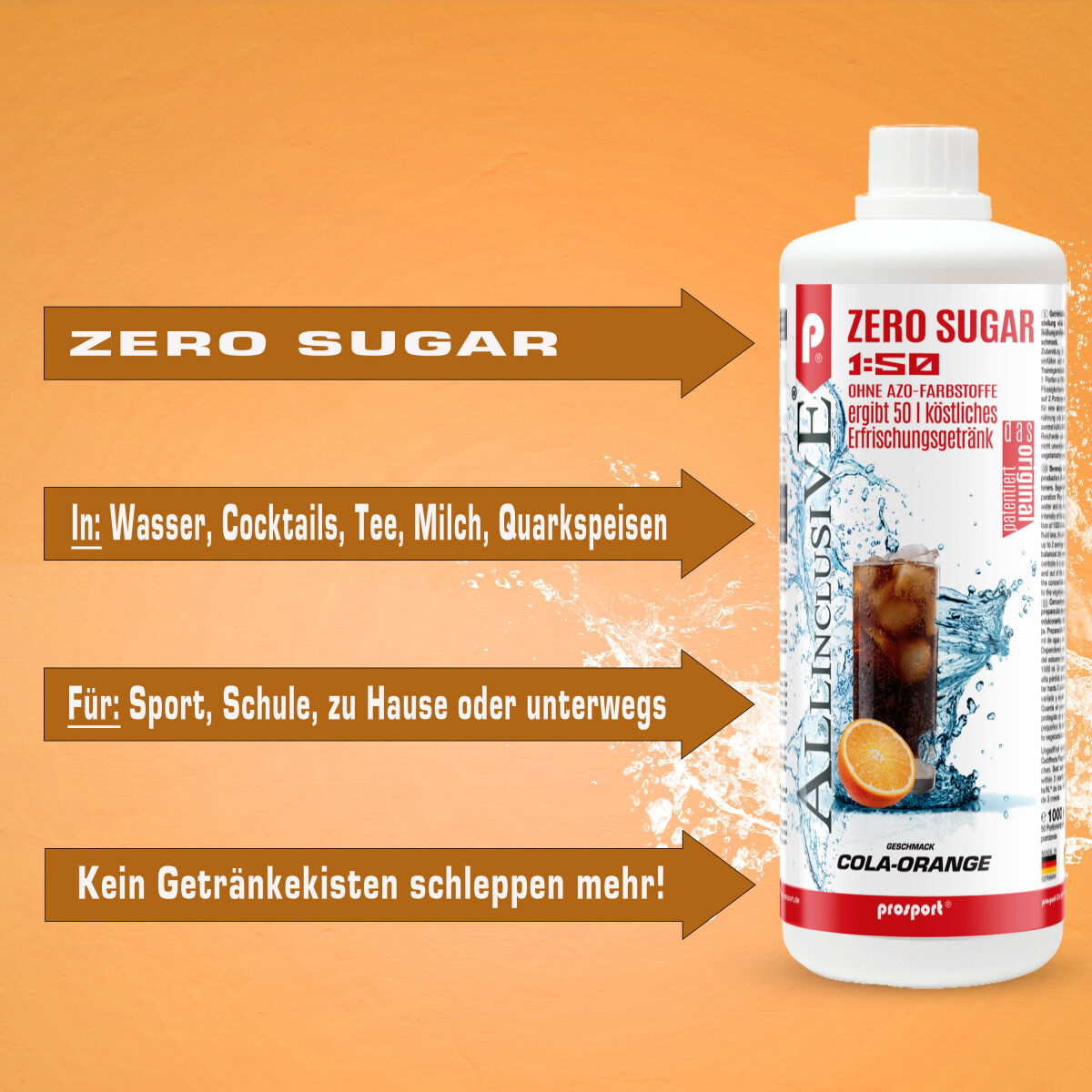 Prosport ALLINCLUSIVE® 1 Liter Flasche Cola-Orange +...