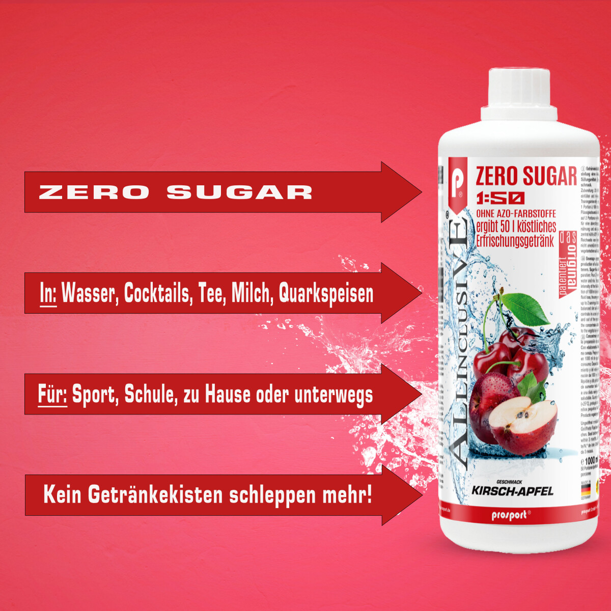 Prosport ALLINCLUSIVE® 1 Liter Flasche Kirsch-Apfel +...