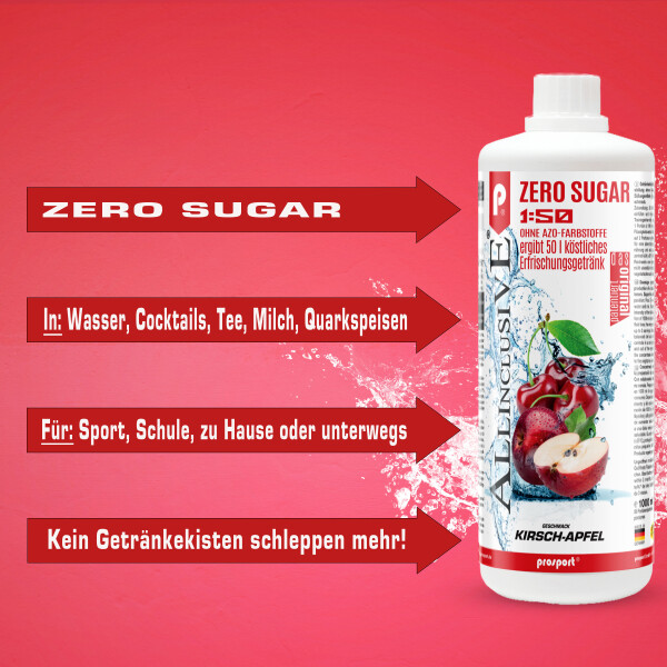 Prosport ALLINCLUSIVE® 1 Liter Flasche Kirsch-Apfel + Dosierpumpe