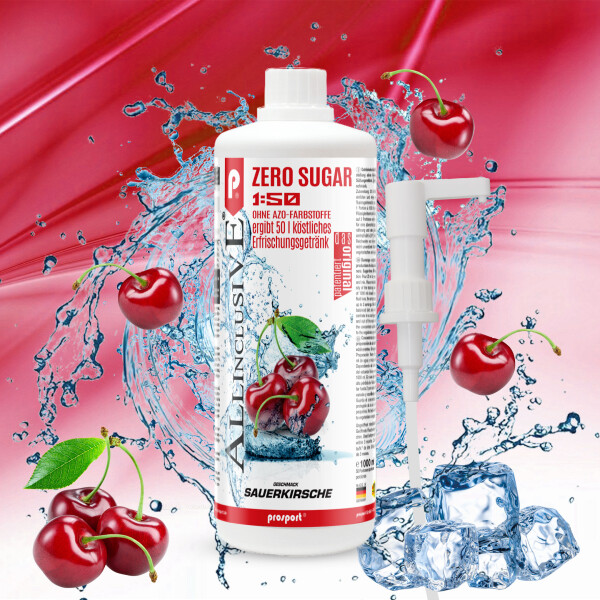 Prosport ALLINCLUSIVE® 1 Liter Flasche Sauerkirsche + Dosierpumpe