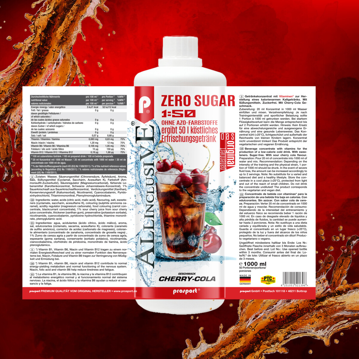 Prosport ALLINCLUSIVE® 2x1 Liter Flasche Cherry-Cola