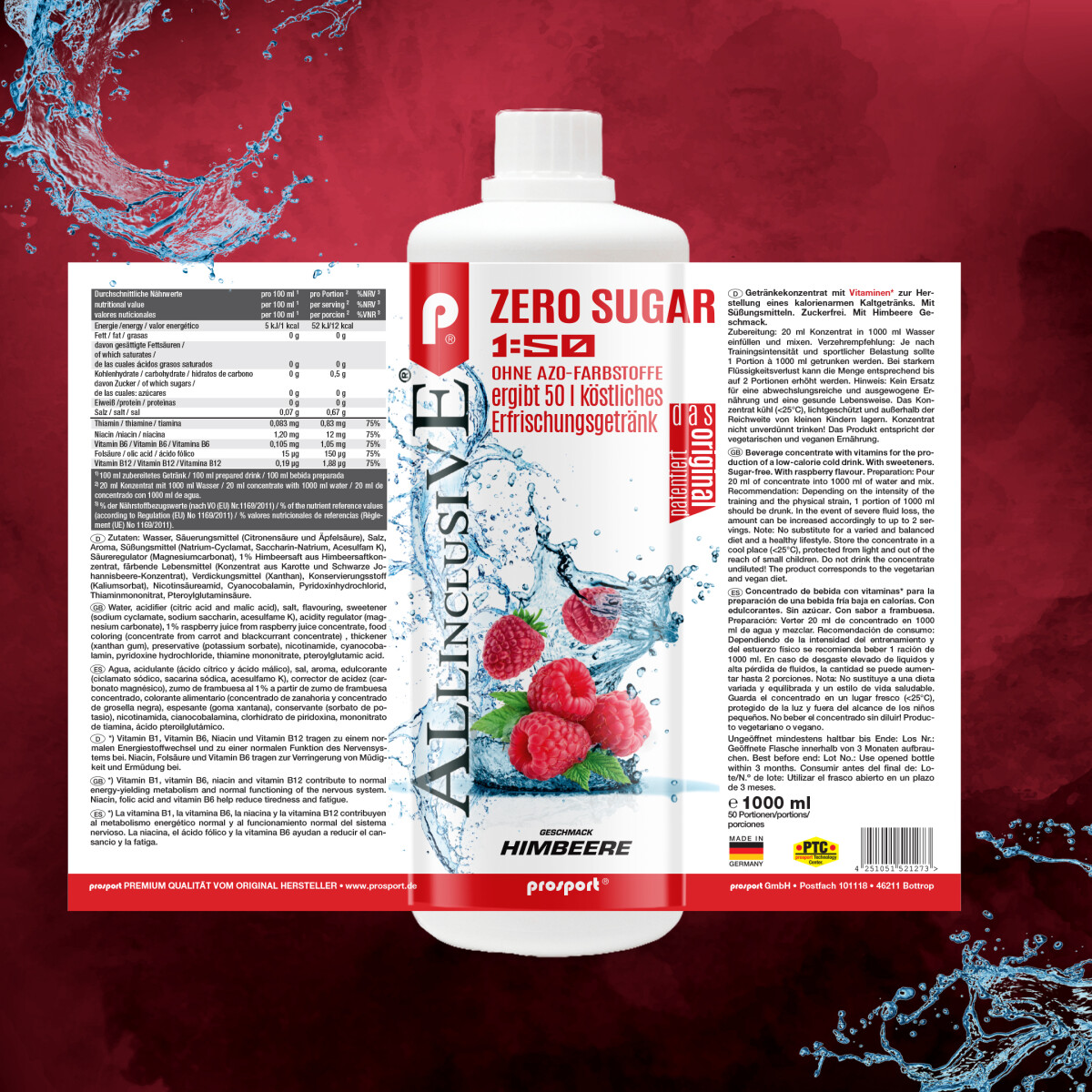 Prosport ALLINCLUSIVE® 2x1 Liter Flasche Himbeere