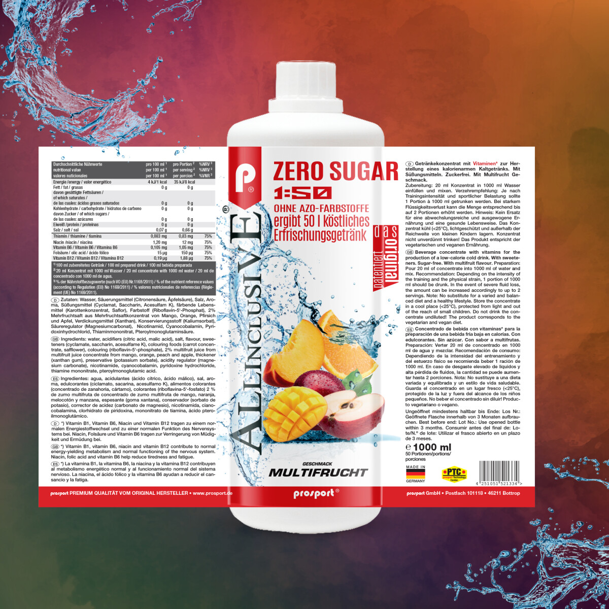 Prosport ALLINCLUSIVE® 2x1 Liter Flasche Multifrucht