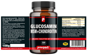Prosport Glucosamin MSM Gelenk-Tabletten mit Vitamin C, 120 Stück